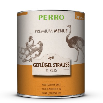 PERRO Premium Menu Light Volaille, Autruche et Riz