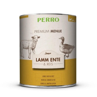Pâtée Chien 'Premium Menu Junior Agneau, Canard & Riz' | Perro - Boîte de 820 g